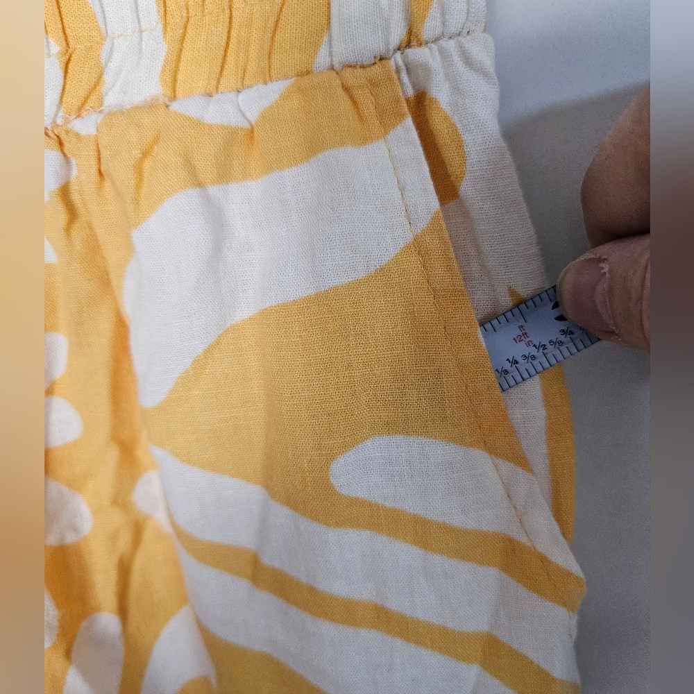 Christian Siriano Yellow Floral Linen Blend Cropped Capri Pants Sz M 24 Inseam - Picture 4 of 10